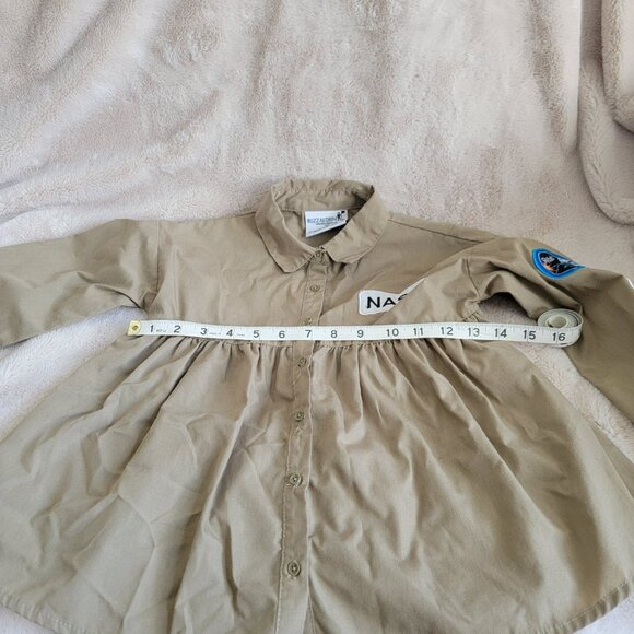 Buzz Aldrin NASA Peplum Blouse Space Top Button Front Tan Girls Size Small - Picture 8 of 9
